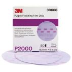 3M 30666 260L Series Abrasive Disc, 6 in Dia, P2000 Grit, Hook and Loop, Purple
