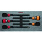 Vessel Ball Ratchet Screwdriver Set w/3 pcs of Replacement Shank, JIS, 5 oc