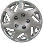 Wheel Covers 17" 4-PC Silver ABS Trophy Paint w/ Chrome Nuts ABS Plastic