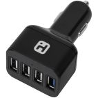USB Car Charger, Black, 5.4A 4 Port Aluminum