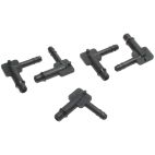Vacuum Hose Connector - Universal Elbow Outlet Sizes - A= 1/8 in. B= 3/16 in.
