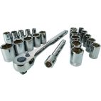 CRAFTSMAN  22-Piece Standard (SAE) and Metric Combination Gunmetal Chrome Mechanics Tool Set (1/2-in;)