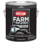 Krylon Farm & Implement Brush On Paint, Low Gloss, Black, 1965 Low Gloss Black, 128 OZ