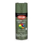 Krylon COLORmaxx Paint + Primer, Satin, Italian Olive, 5566 Satin Italian Olive, 12 OZ