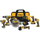 DEWALT XR 6-Tool 20-Volt Max Brushless Power Tool Combo Kit with Soft Case (2-Batteries and charger Included)