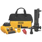 DeWALT 150 ft. Red Self-Leveling Rotary Laser Level with Detector & Clamp, Wall Mount, Remote, Bag, Includes (2) D & (1) 9-Volt battery