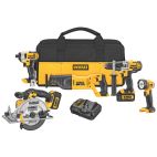 DEWALT 5-Tool 20-Volt Max Power Tool Combo Kit with Soft Case (2-Batteries and charger Included)