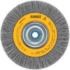 DEWALT 6 in Crimped Wire Wheel Brush, Arbor Hole Mounting, 0.014 in Wire Dia., 1 1/8 in Bristle Trim Length