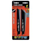 BLACK & DECKER Reciprocating Saw Blades - Six Blade Set (Three for Metal, Three for Wood)