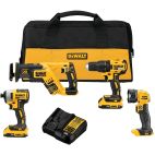 DEWALT 4-Tool 20-Volt Max Brushless Power Tool Combo Kit with Soft Case (2-Batteries and charger Included)