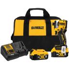 DEWALT ATOMIC 20-Volt MAX Lithium-Ion Cordless Brushless 1/4 in. Impact Driver Kit w/Two 5 Ah Batteries, Charger and Bag