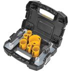 DEWALT Hole Saw Kit: 9 Pieces, 3/4 in to 2 1/4 in Saw Size Range, 1 3/4 in Max. Cutting Dp, Steel