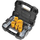DEWALT Hole Saw Kit: 9 Pieces, 7/8 in to 2 1/2 in Saw Size Range, 1 3/4 in Max. Cutting Dp, Steel