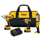 DEWALT 20-Volt MAX Cordless Impact Wrench (2) & Light Combo Kit (3-Tool) with (2) 20-Volt 4.0Ah Batteries & Charger