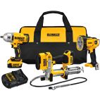 DEWALT 20-Volt MAX Cordless Grease Gun, Impact Wrench & Light Combo Kit (3-Tool) with (2) 20-Volt 4.0Ah Batteries & Charger