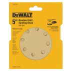 DEWALT 5-Inch 8 Hole 220 Grit Hook and Loop Random Orbit Sandpaper (5-Pack)