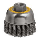 DEWALT Knotted Cup Brush, Arbor, 3", 0.02"