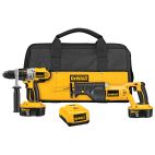 DEWATL 18-Volt XRP NiCd Cordless Hammer Drill/Reciprocating Saw Combo Kit (2-Tool) with (2) Batteries 2.4Ah, Charger and Bag