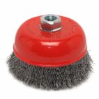 Forney 72754, Cup Brush, Crimped, 5 in x .014 in x 5/8 in-11 Arbor