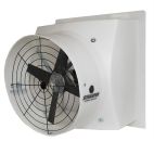 24 in Polyethylene Housing Aluminum Blade Flushmount Direct Drive Exhaust Fan - w/Safety Grille & Integrated Shutters