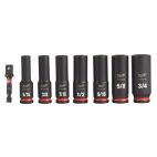 Milwaukee Tool 8 Piece SHOCKWAVE Impact Duty™ 3/8 Inch Drive SAE Deep 6 Point Socket Set