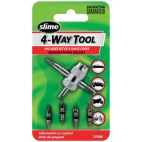 Tire Valve Tool Slime 4-Way w/ Valve Cores