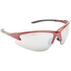 Safety Glasses / Goggles, Sport, Red Frame, Silver Smoke Mirror Lens