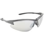 Safety Glasses / Goggles, Sport, Black Frame, Silver Smoke Mirror Lens