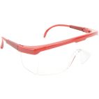 Safety Glasses / Goggles, Straight Frame, Red Frame, Clear Lens