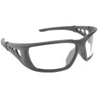 Safety Glasses / Goggles, Wrap-Around, Black Frame, Clear Lens