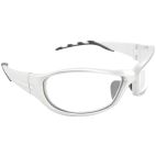 Safety Glasses / Goggles, Wrap-Around, Clear Frame, Silver Lens