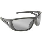 Safety Glasses / Goggles, Wrap-Around, Black Frame, Silver Smoke Mirror Lens