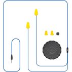Earbuds, Wired, Blue & Yellow
