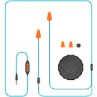 Earbuds, Wired, Light Blue & Orange w/ Microphone