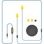 Earbuds, Wired, Blue & Yellow w/ Microphone