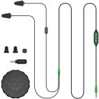 Earbuds, Wired, Black & Green w/ Microphone