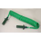 Trailer Connector Coiled Cables / Cords Assy - H/D Truck Coiled ABS Trailer(s) (Green) Phillips Industries