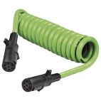 Trailer Connector Coiled Cables / Cords Assy - H/D Truck Coiled ABS Trailer(s) (Green) Phillips Industries