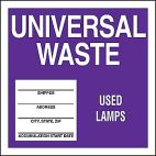 Universal Waste Used Lamps Drum ID Label