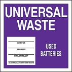 Universal Waste Used Batteries Drum ID Label