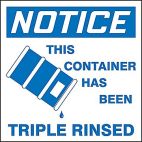 Notice This Container Has Been Triple Rinsed Drum ID Label
