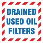 Drained Used Oil Filters Drum ID Label