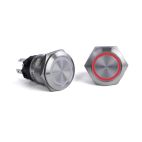 Push Button Switch, Red Halo, OFF-(ON)