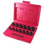 Sockets 3/8 in. Drive Metric 3/8 in., 10 mm, 7/16 in., 11 mm, 1/2 in., 12 mm, 13 mm, 14 mm, 9/16 in., 15 mm, 16 mm, 11/16 in., 17 mm, 3/4 in., 19 mm Black